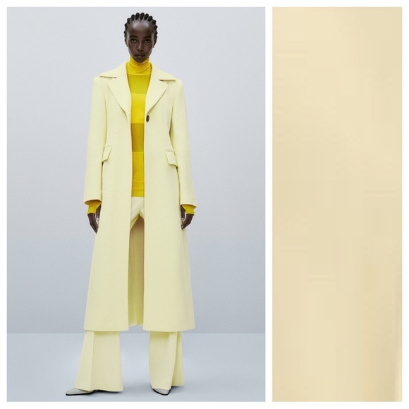 NWT. Massimo Dutti Limited Edition 100% Wool Yellow Flared Trousers. Size 6. - Picture 3 of 10